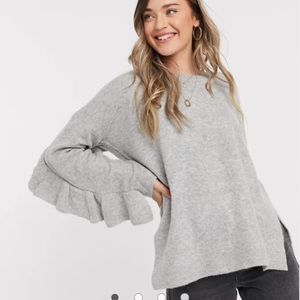 French Connection Frill Sleeve Sweater Sz S